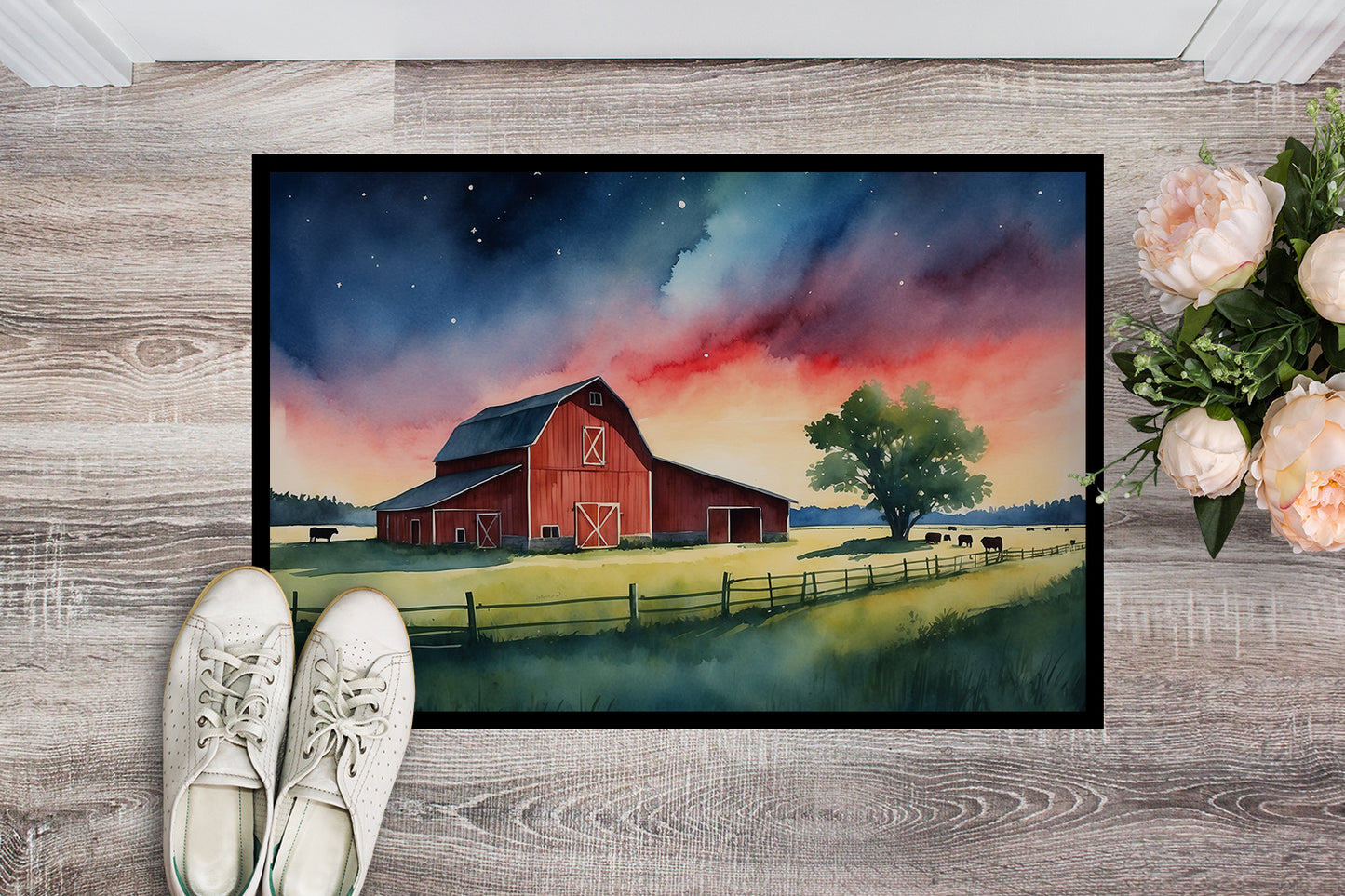 Barn at Twilight Doormat