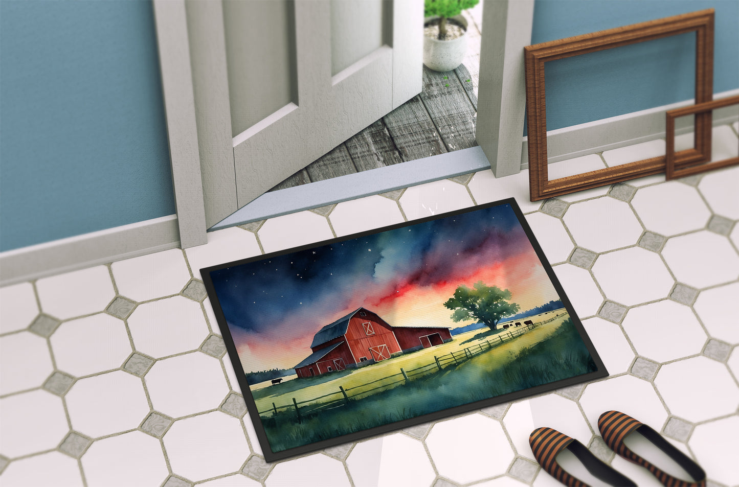 Barn at Twilight Doormat