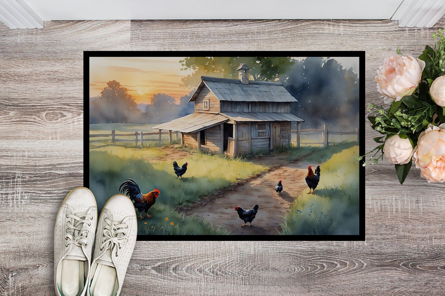 Chicken Coop at Dawn Doormat