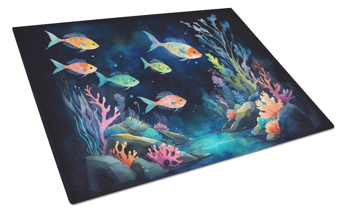 Buy this Bioluminescent Fish Glass Cutting Board