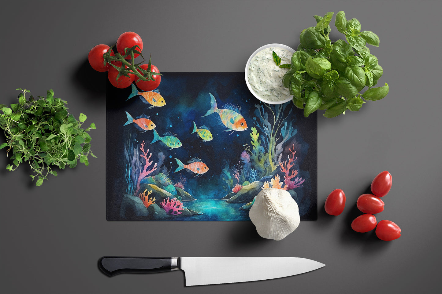 Bioluminescent Fish Glass Cutting Board