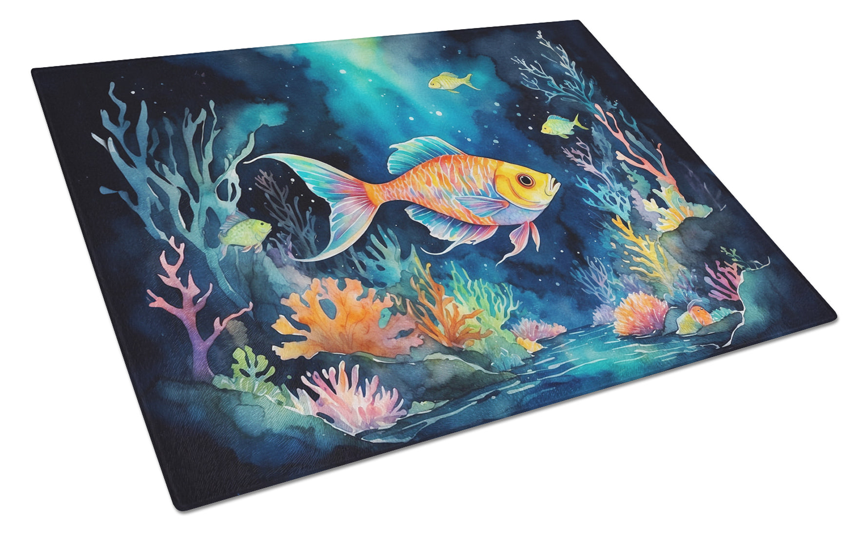 Buy this Bioluminescent Fish Glass Cutting Board