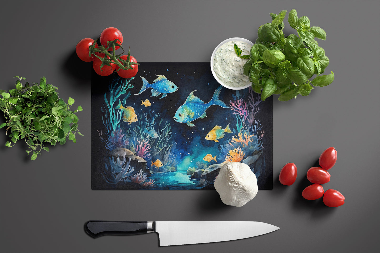 Bioluminescent Fish Glass Cutting Board