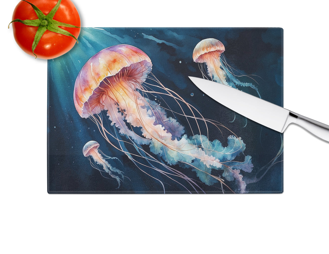 Deep-Sea Jellyfish Glass Cutting Board