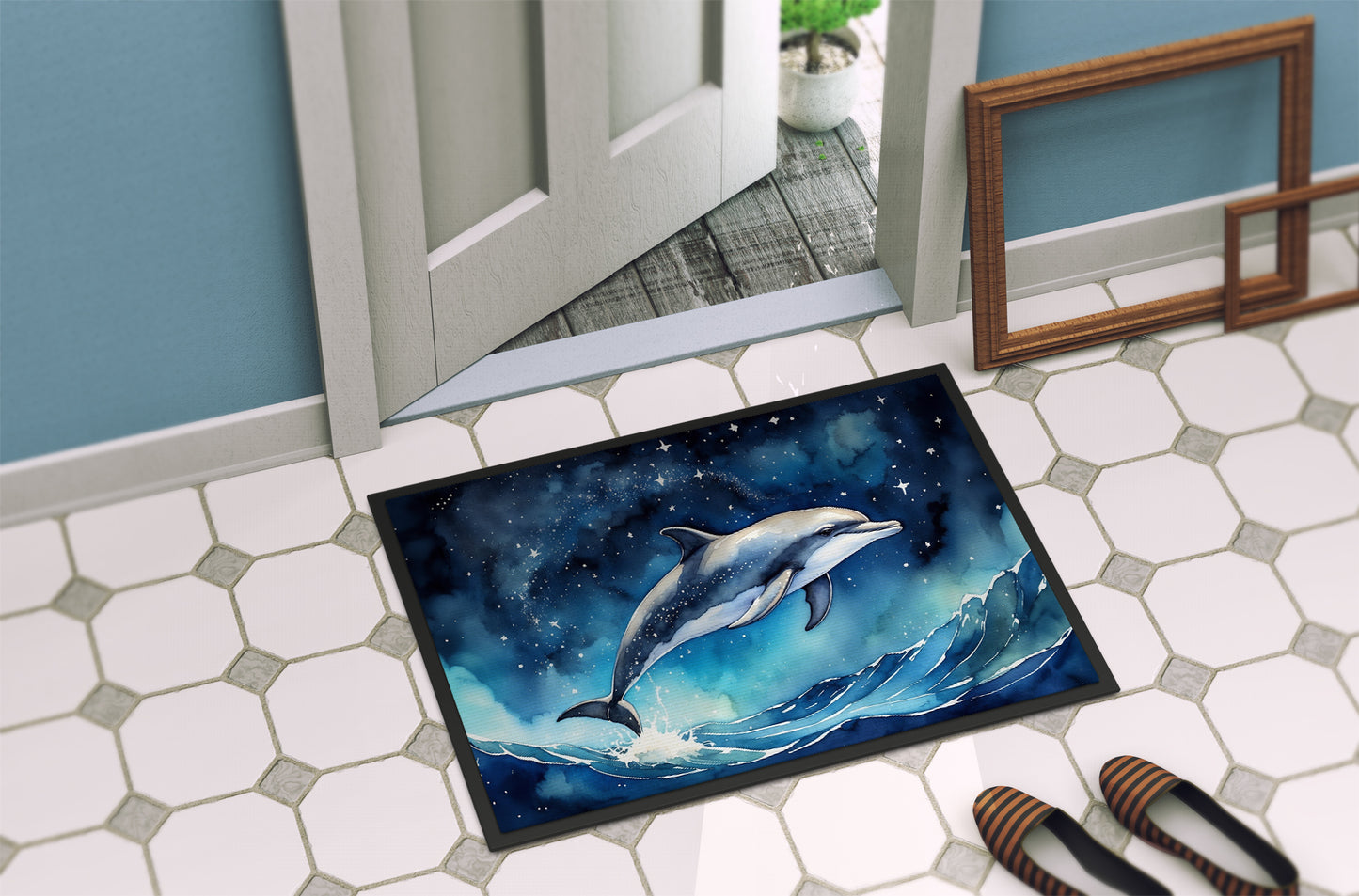 Dolphin in a Starry Sea Doormat