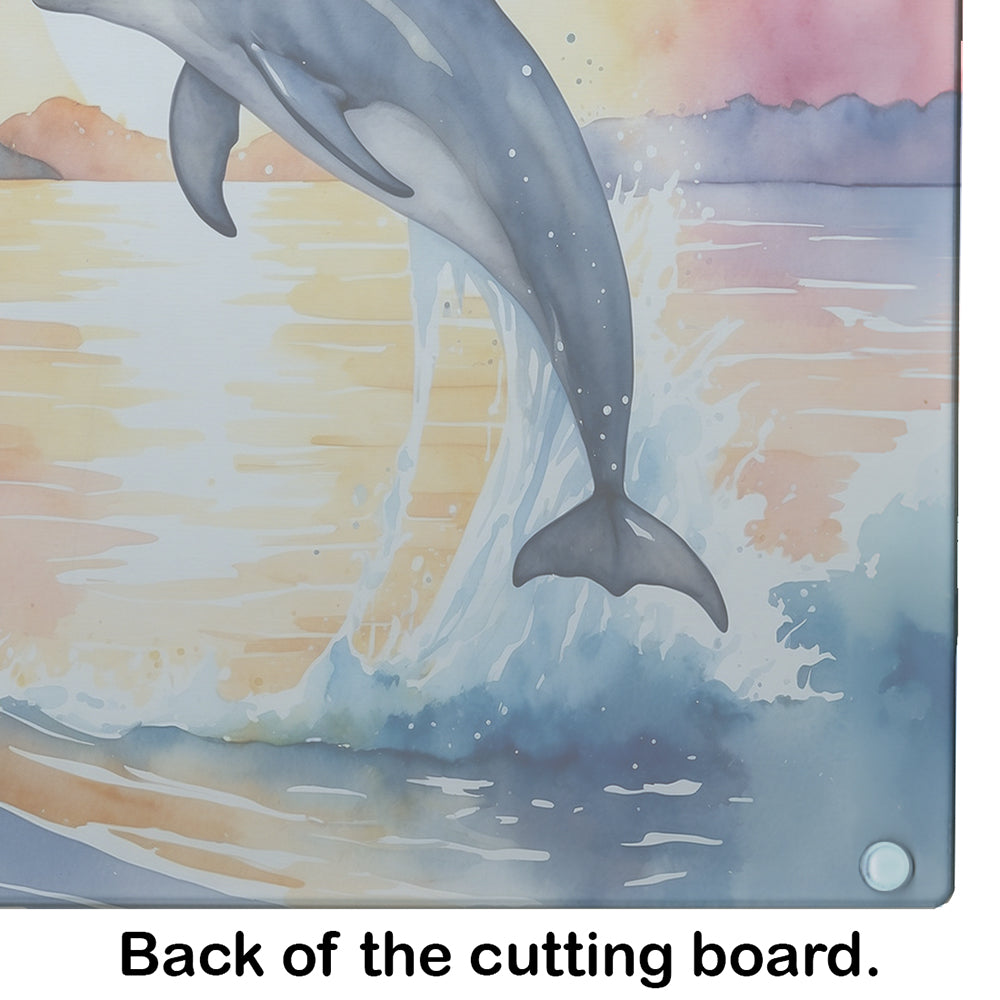 Dolphin Leaping at Sunrise Glass Cutting Board