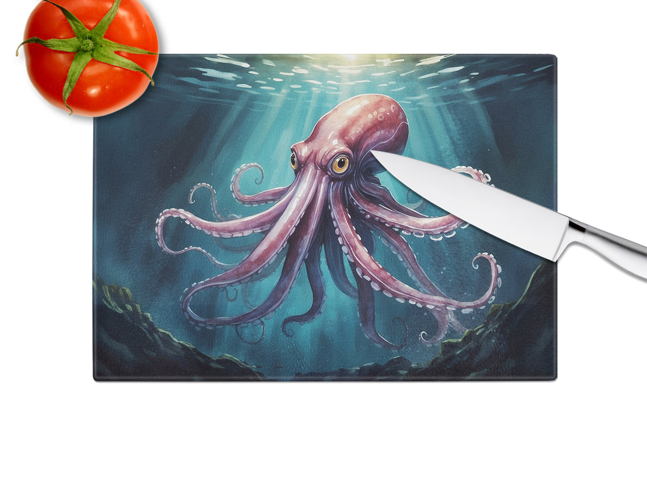 Giant Squid Glass Cutting Board