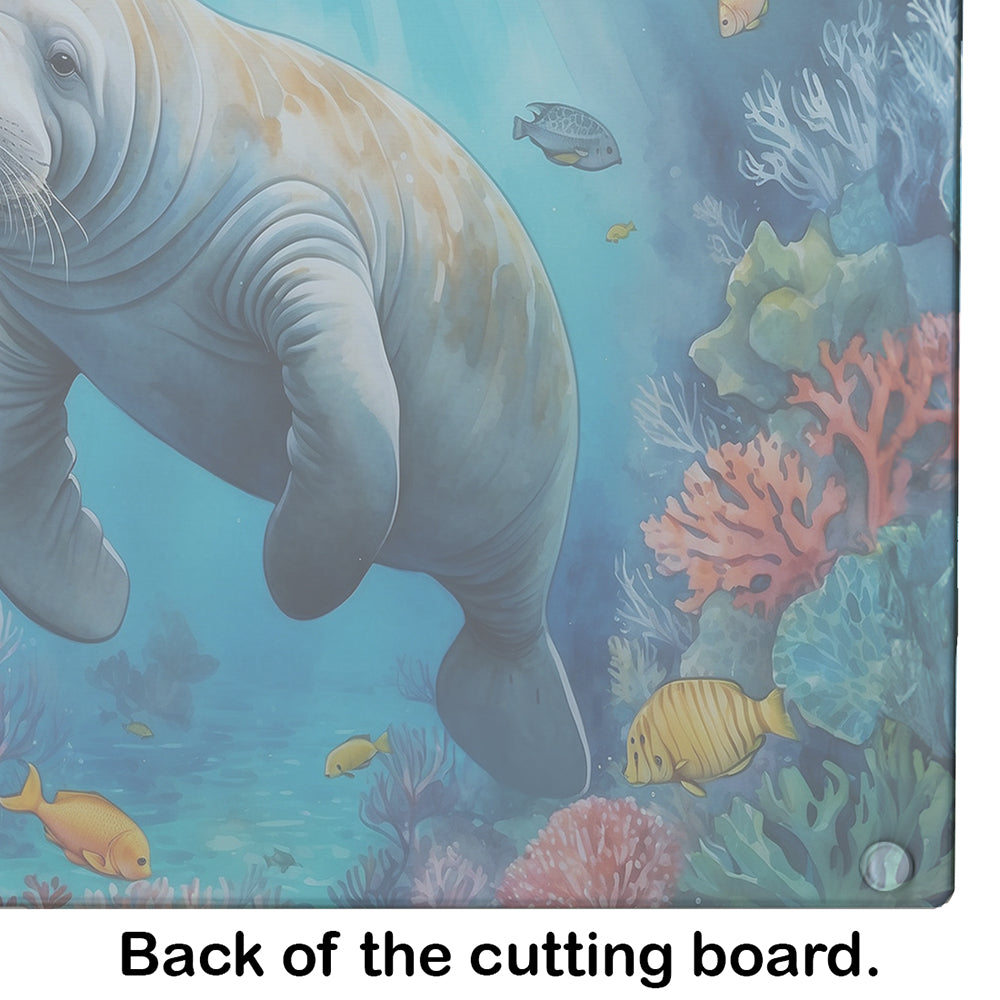 Manatee and Coral Reefs Glass Cutting Board