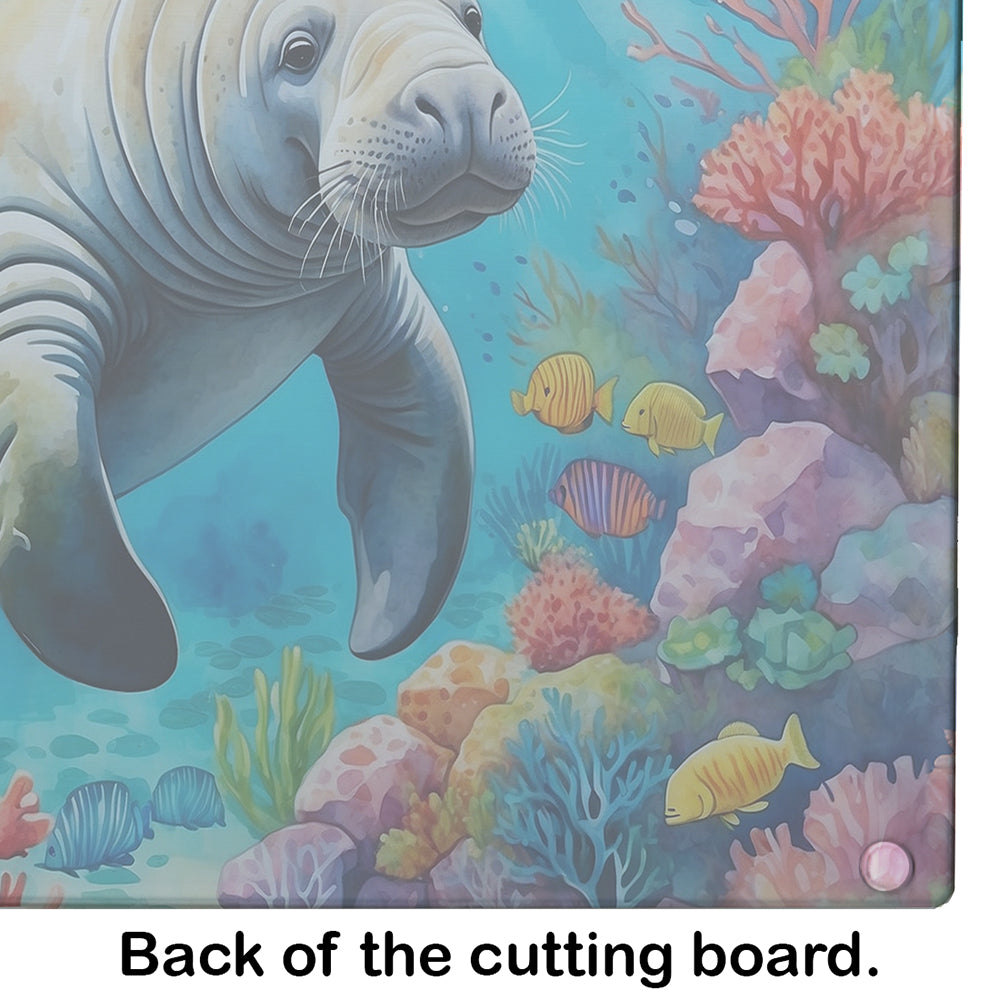 Manatee and Coral Reefs Glass Cutting Board