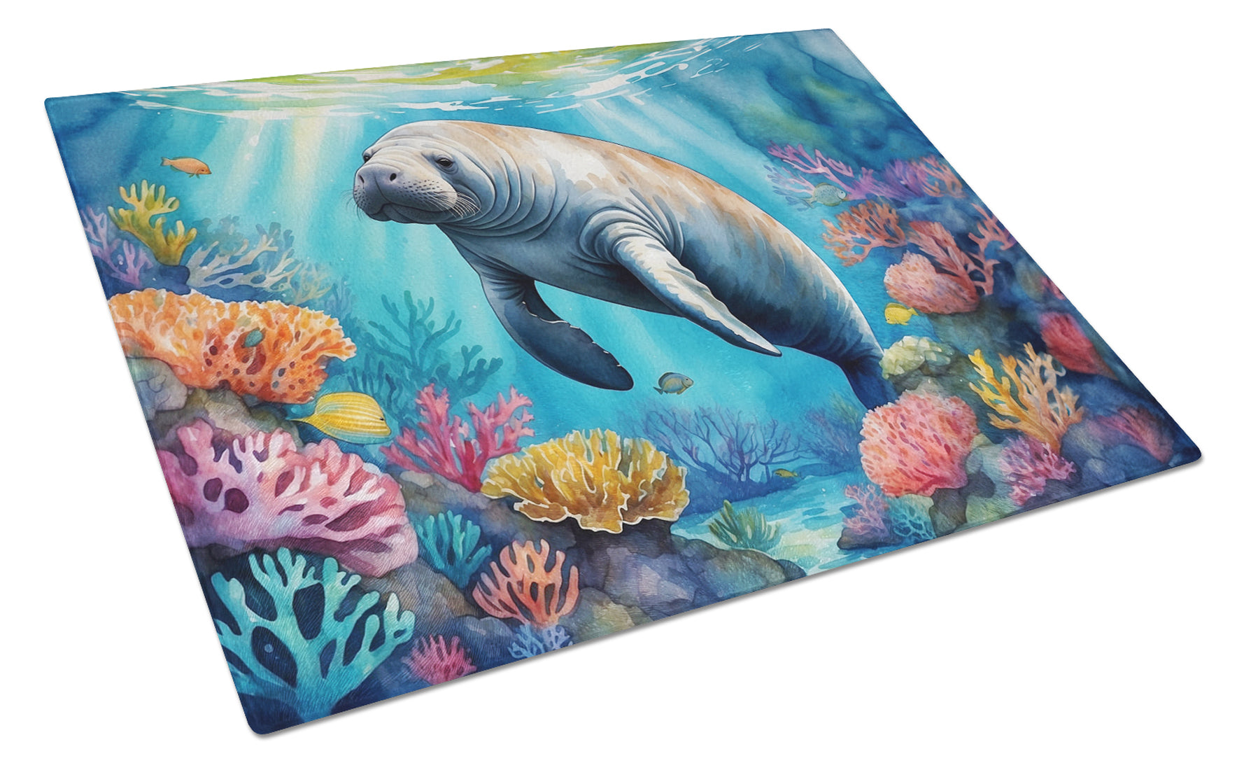 Buy this Manatee and Coral Reefs Glass Cutting Board