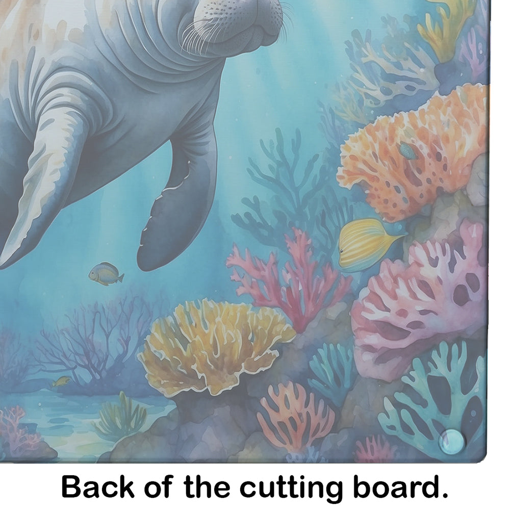 Manatee and Coral Reefs Glass Cutting Board