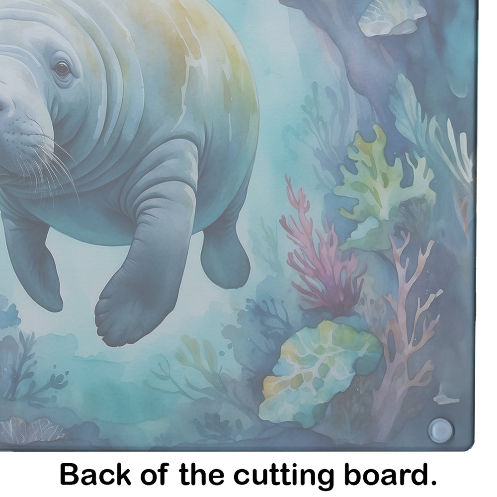 Manatee in a Dreamscape Glass Cutting Board