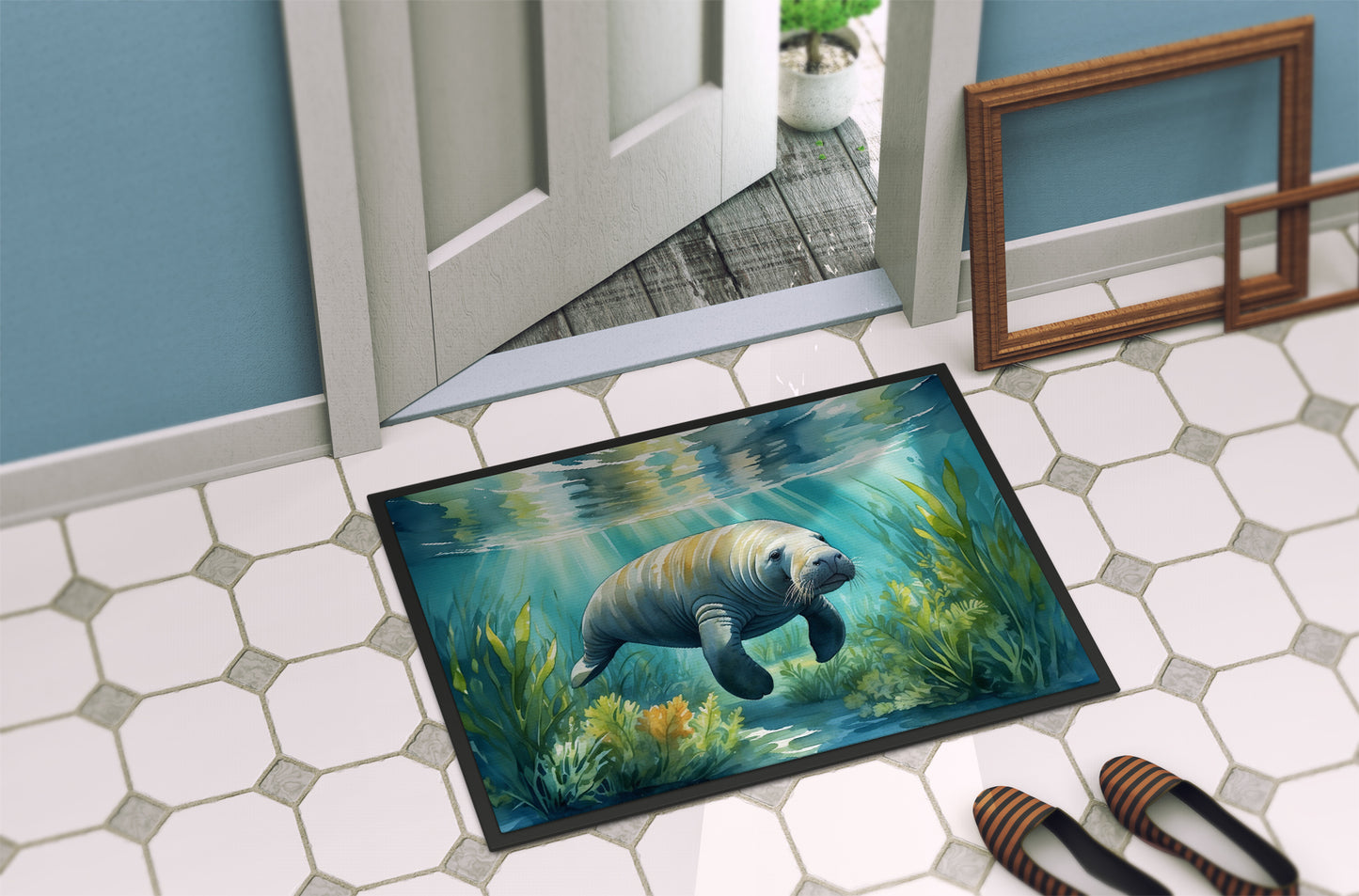 Manatee in a Seagrass Bed Doormat