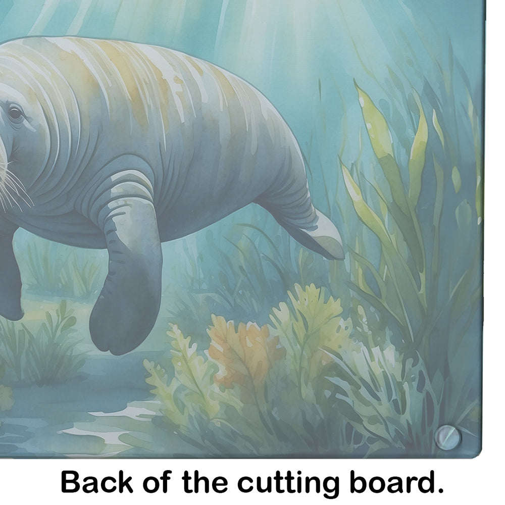 Manatee in a Seagrass Bed Glass Cutting Board