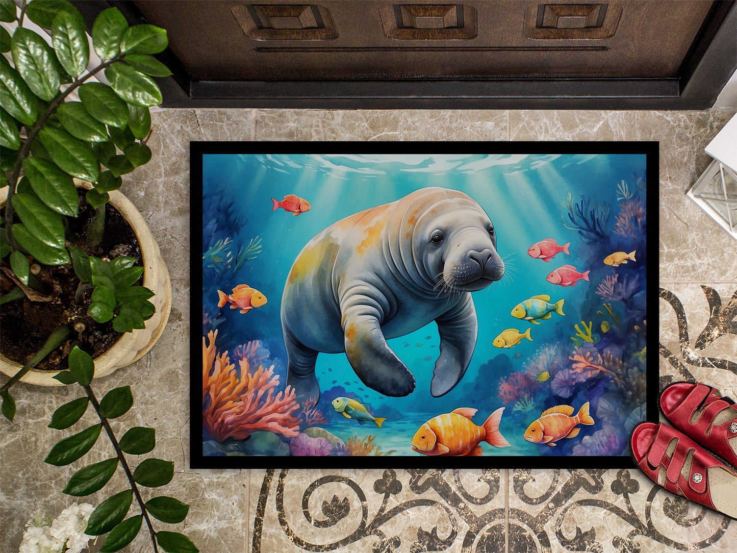 Summer Manatee Doormat