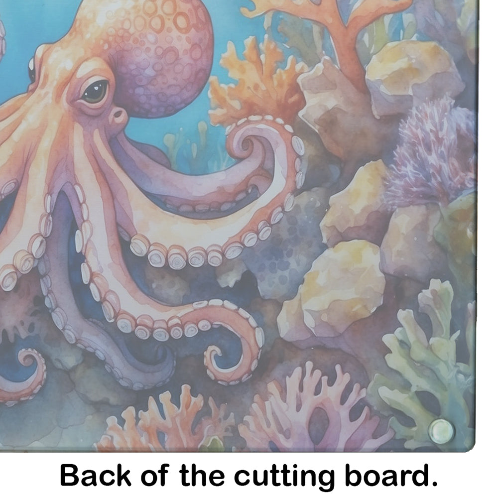 Octopus Among Coral Glass Cutting Board