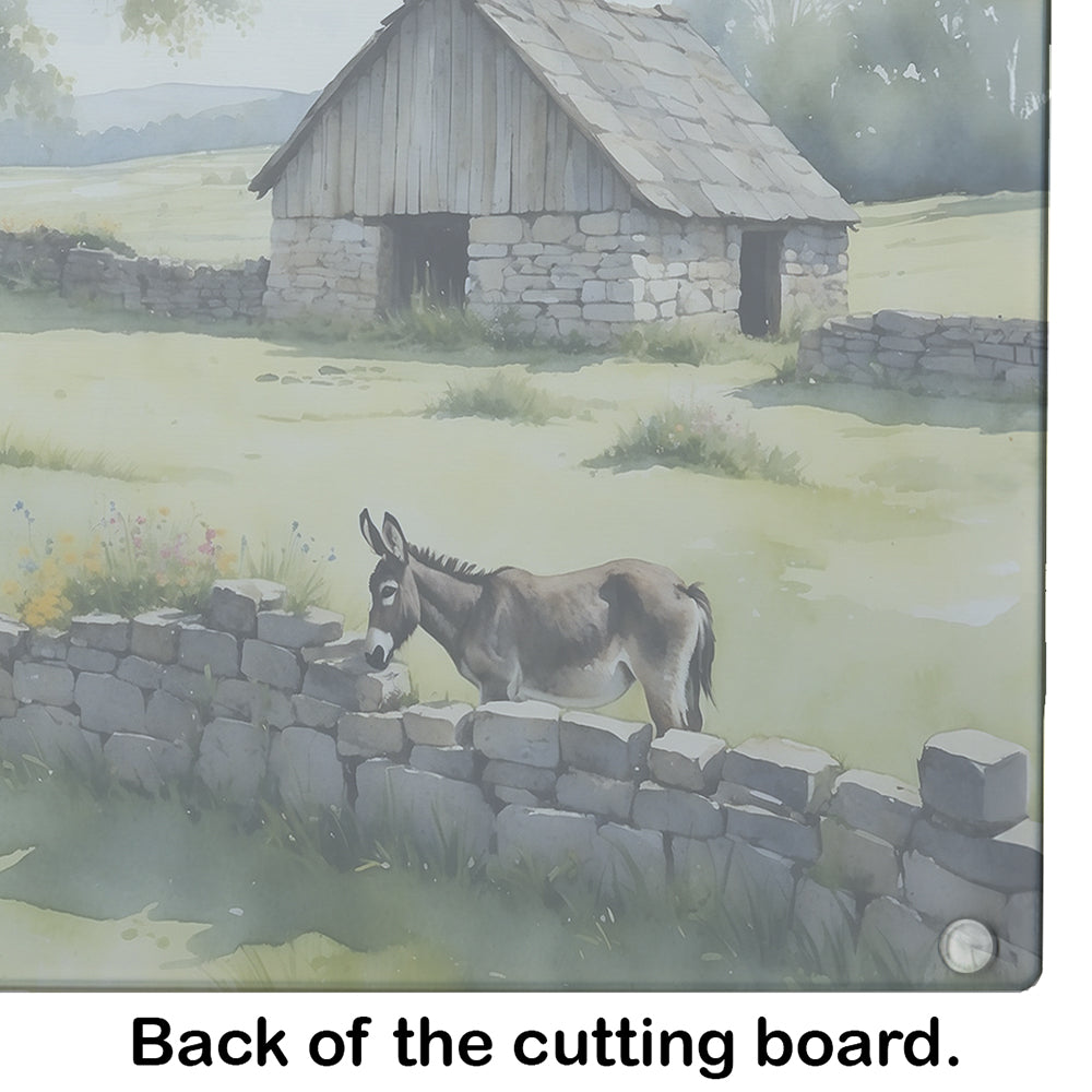 Donkey by the Stone Wall Glass Cutting Board