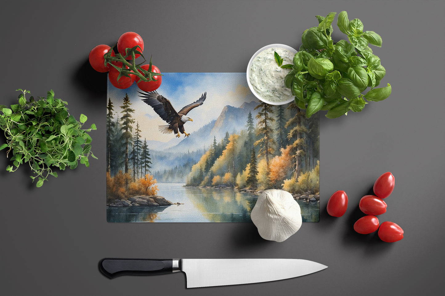 Eagle in Flight Glass Cutting Board