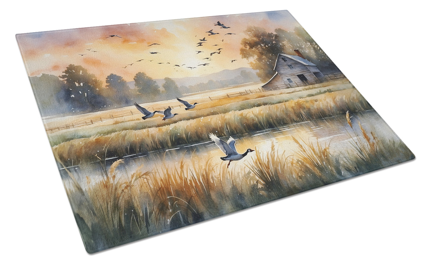 Buy this Geese in Flight Glass Cutting Board