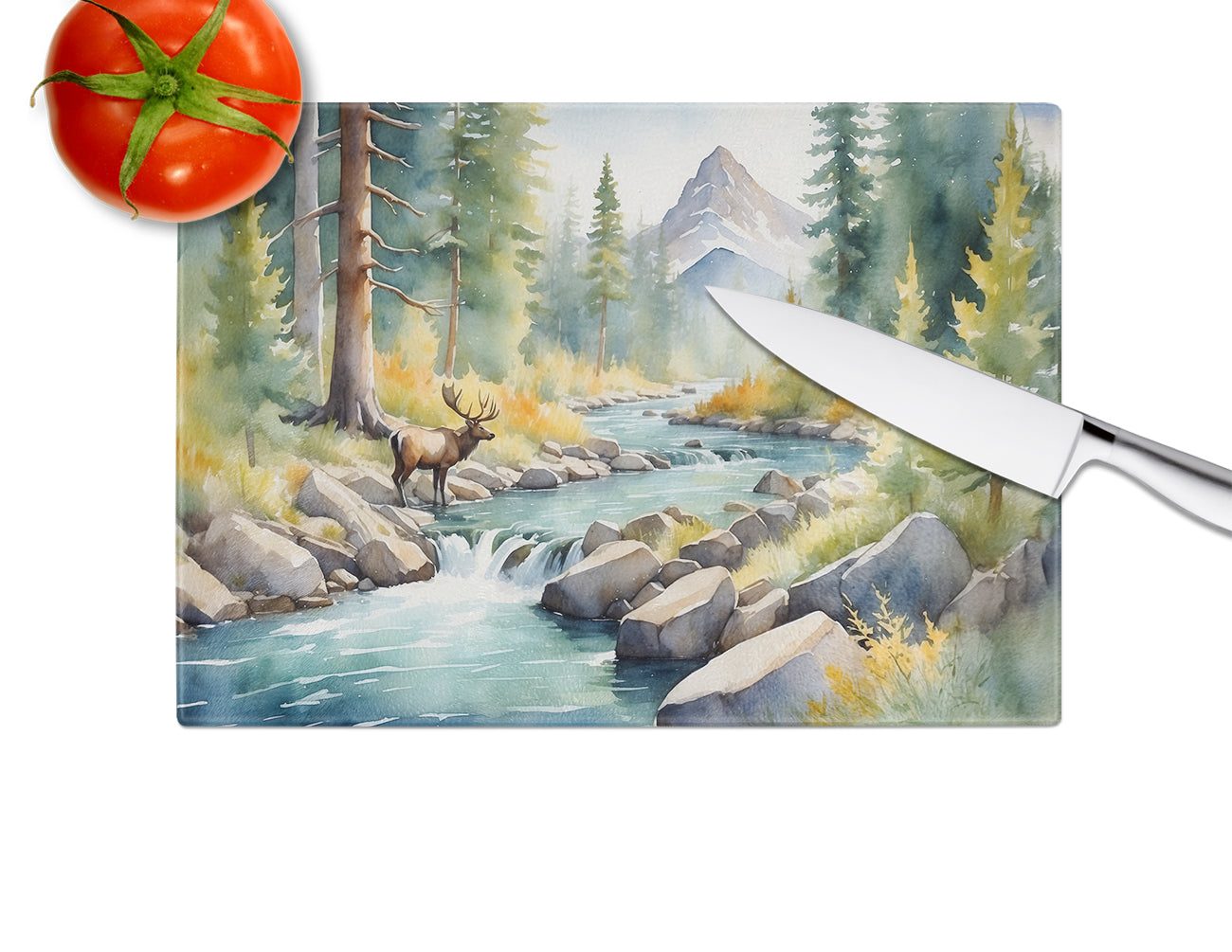 Mountain Stream Glass Cutting Board