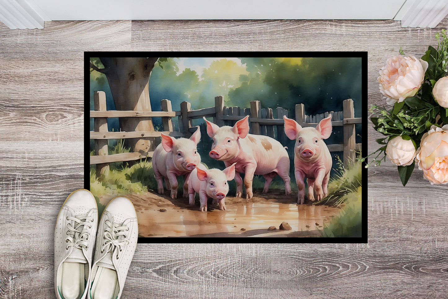 Piglets in the Mud Doormat