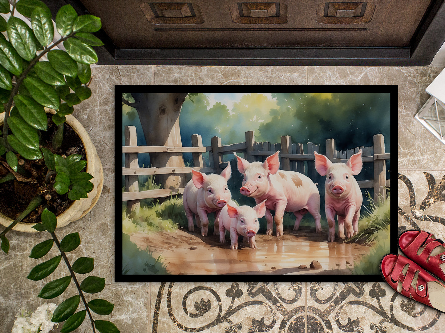 Piglets in the Mud Doormat