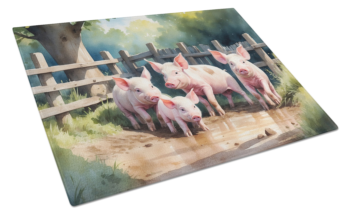 Buy this Piglets in the Mud Glass Cutting Board