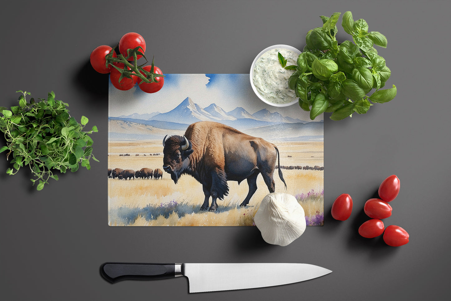 Prairie Bison Glass Cutting Board