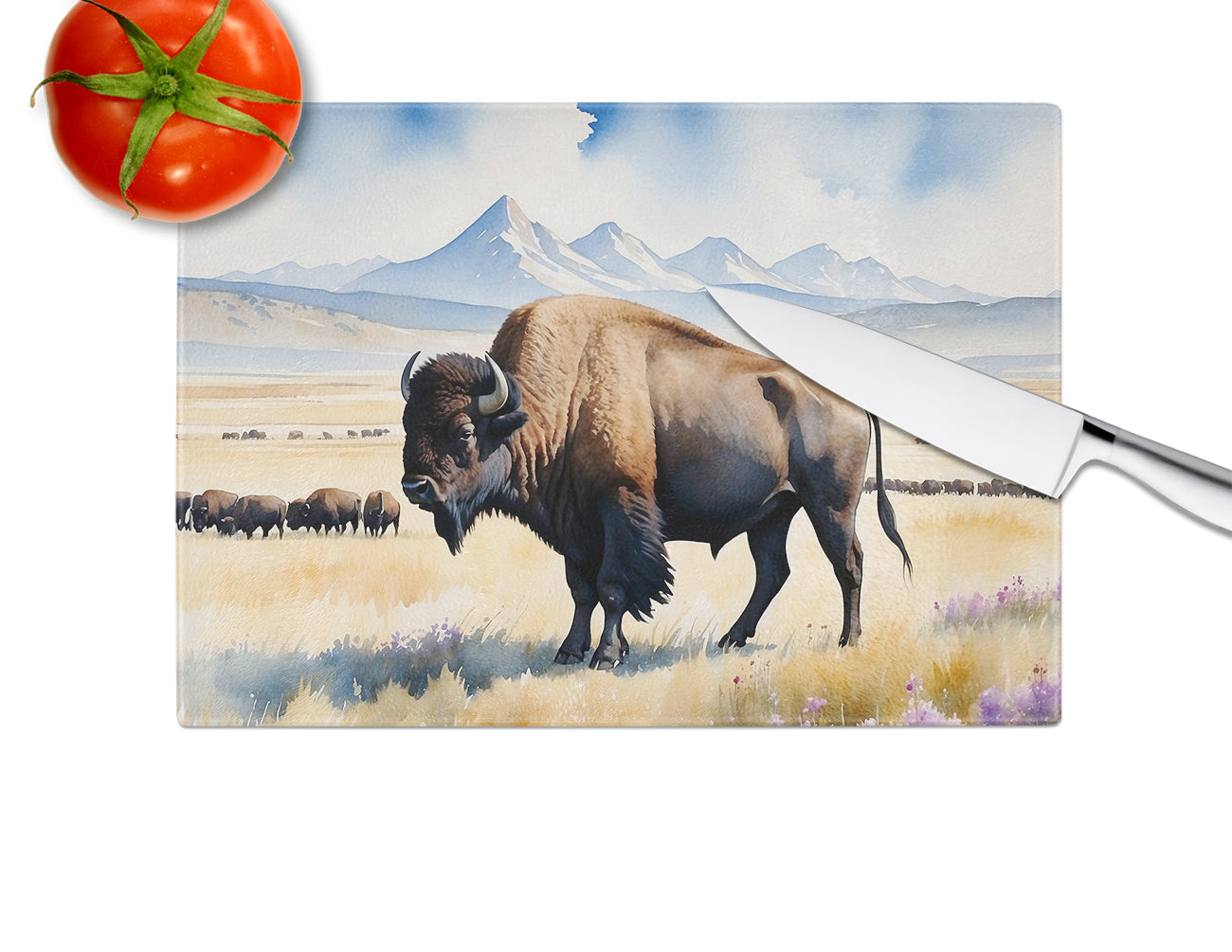 Prairie Bison Glass Cutting Board