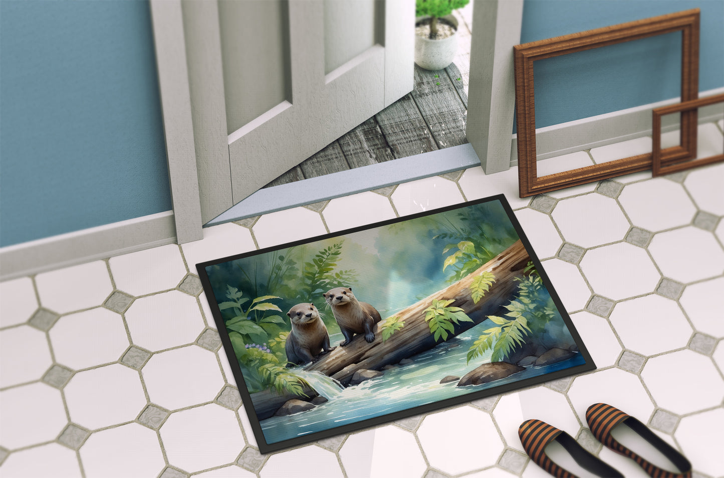 River Otters at Play Doormat