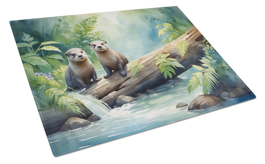 Buy this River Otters at Play Glass Cutting Board