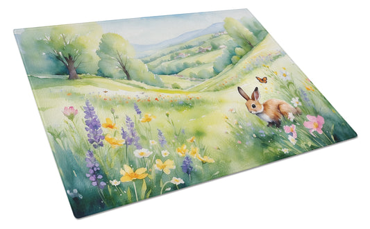 Buy this Rabbit Springtime Meadow Glass Cutting Board