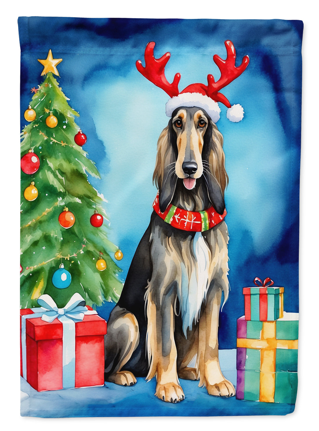 Buy this Afghan Hound Christmas Reindeer House Flag