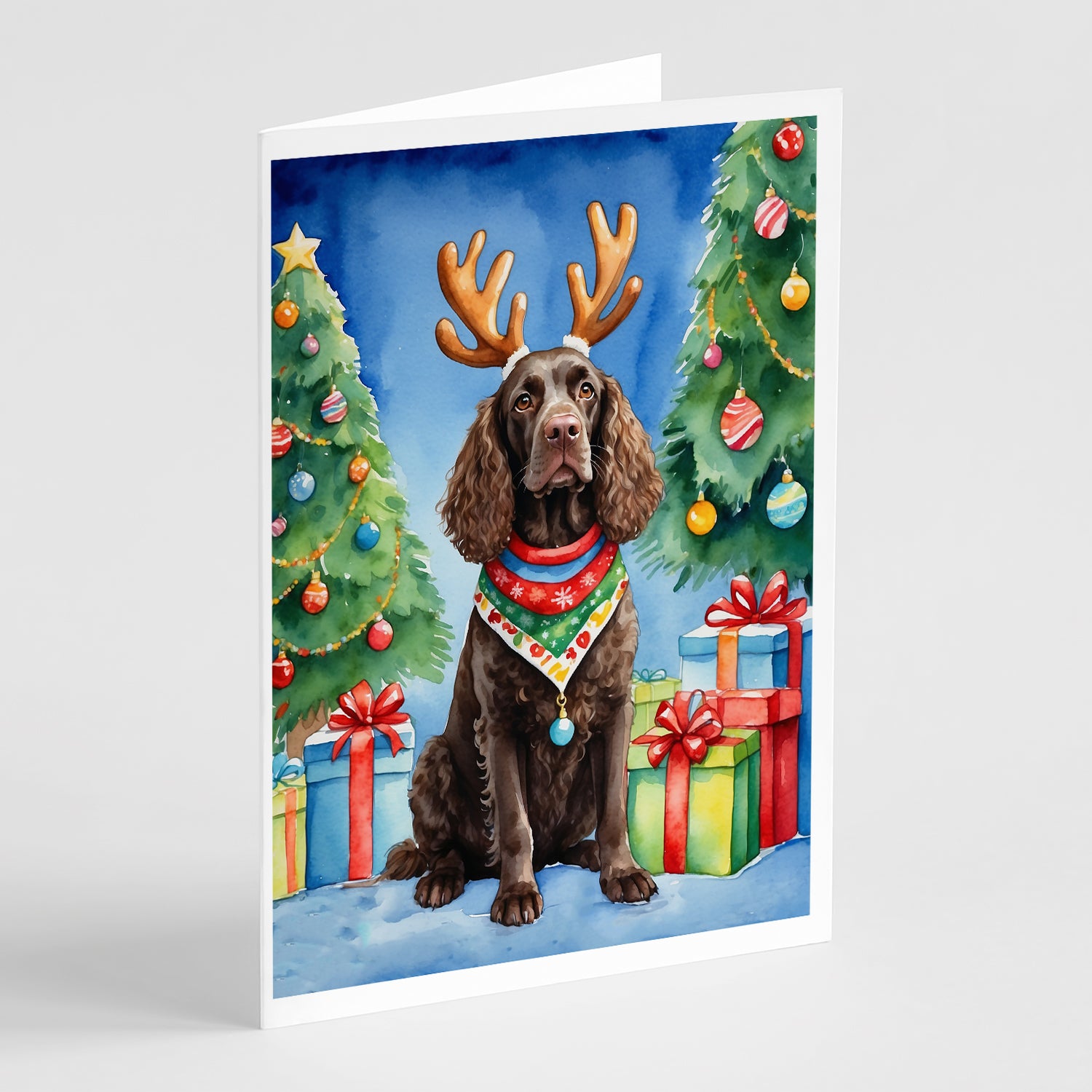 Buy this American Water Spaniel Christmas Reindeer Greeting Cards Pack of 8
