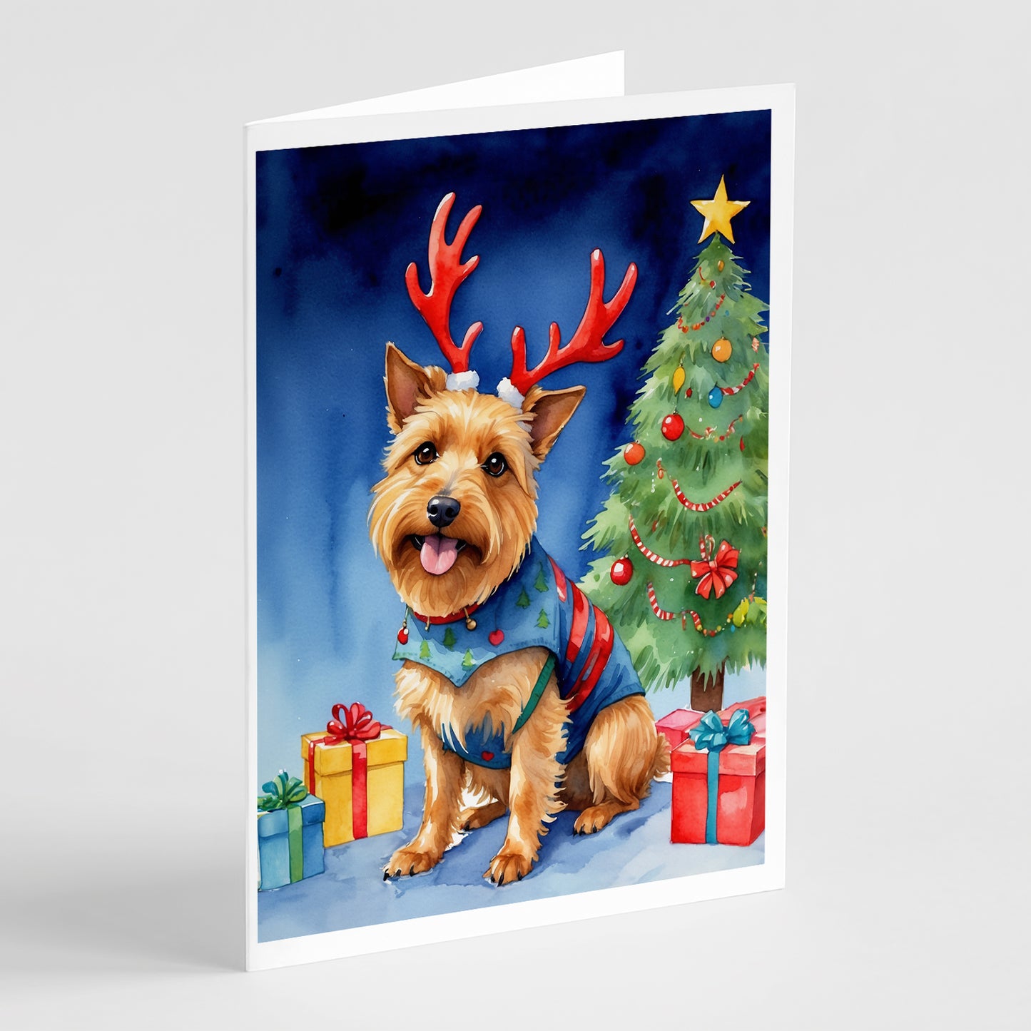 Buy this Australian Terrier Christmas Reindeer Greeting Cards Pack of 8