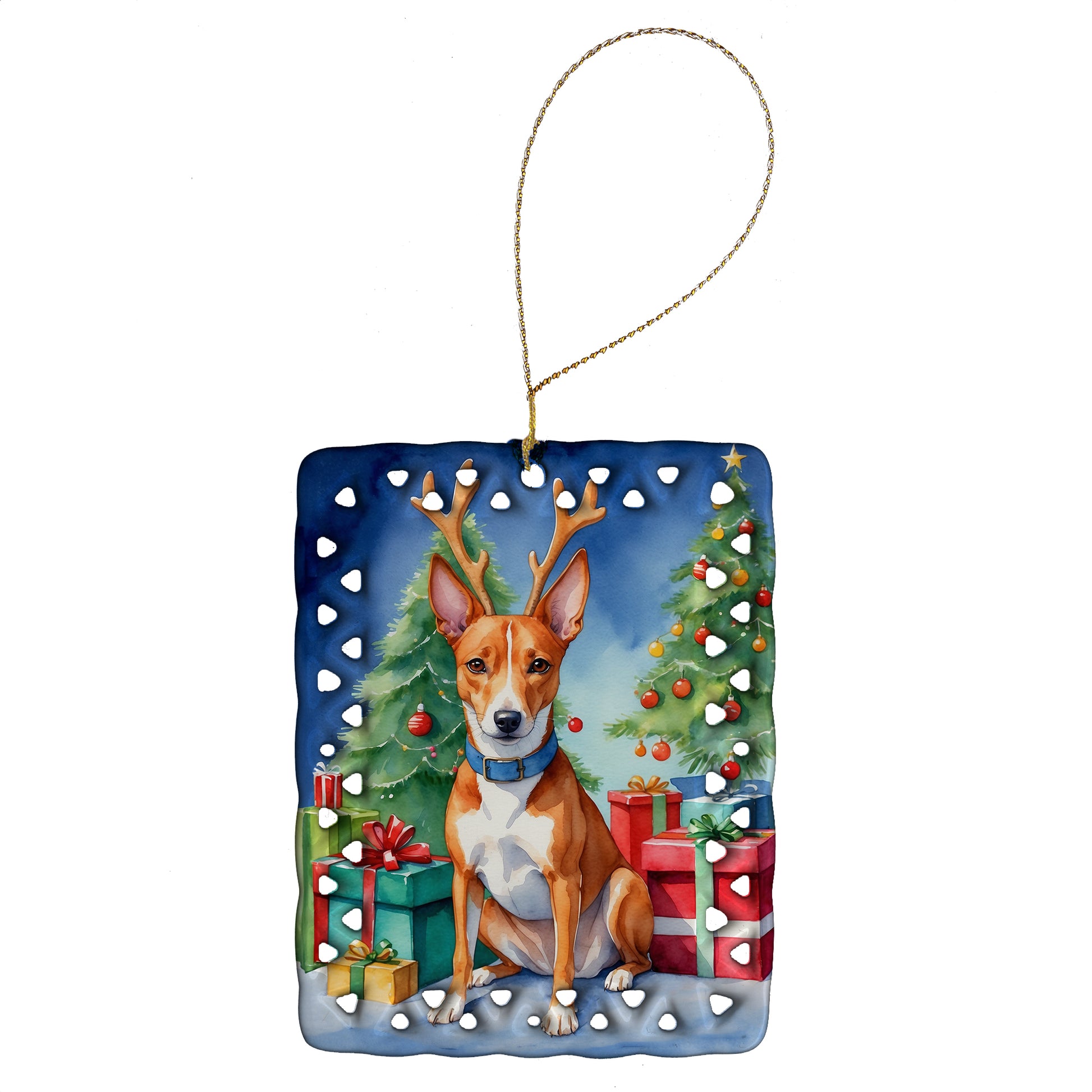 Buy this Basenji Christmas Reindeer Porcelain Ornament