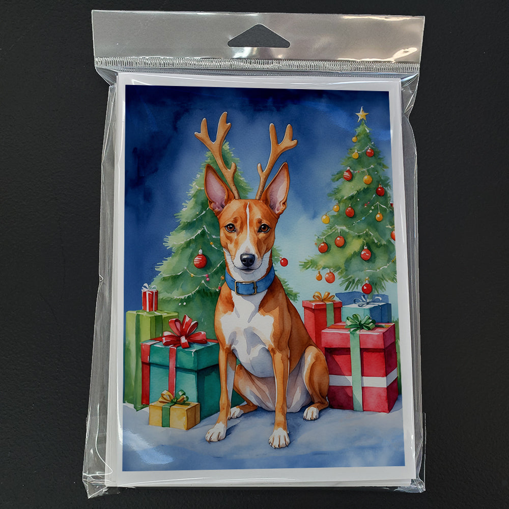 Basenji Christmas Reindeer Greeting Cards Pack of 8