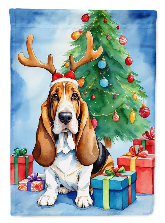 Buy this Basset Hound Christmas Reindeer House Flag