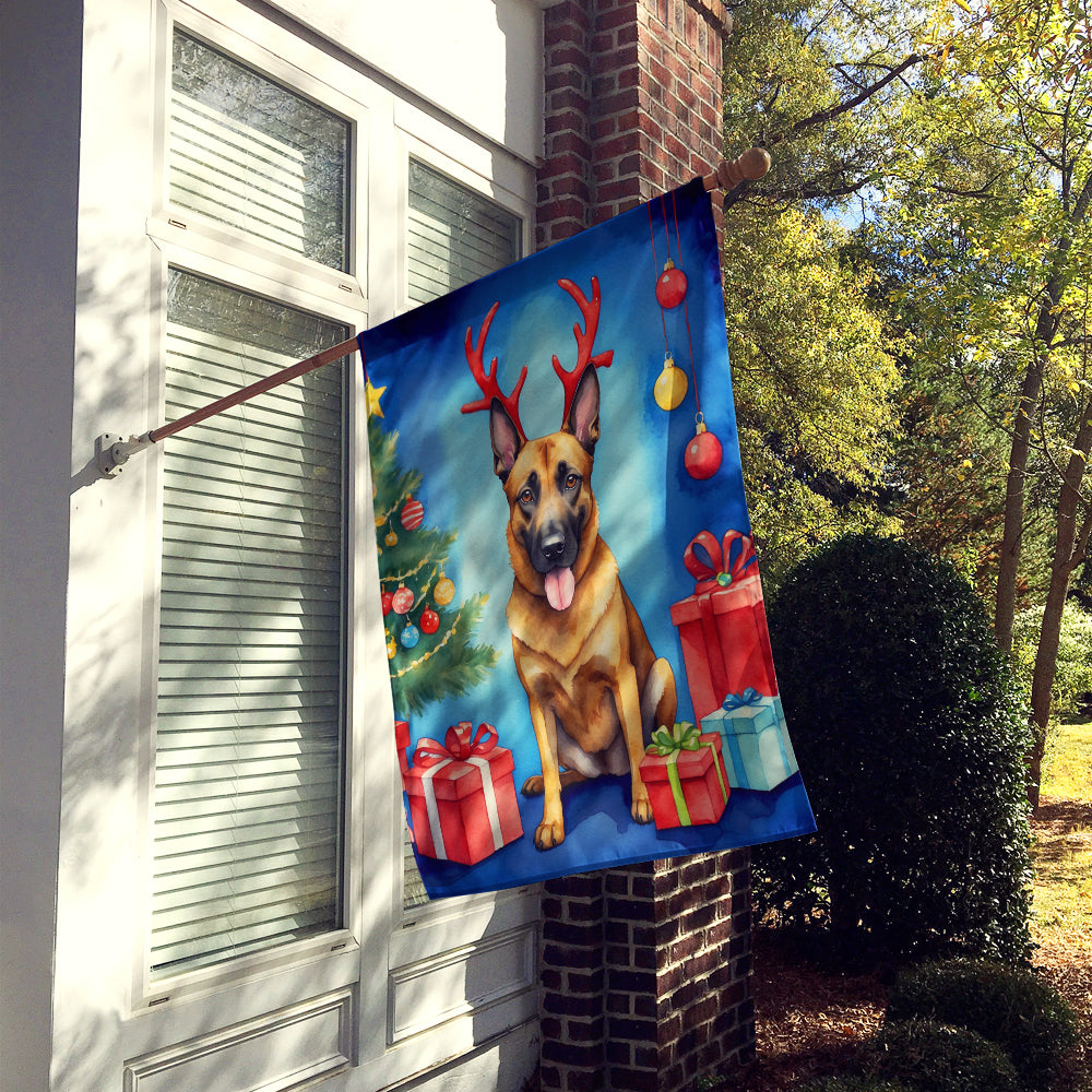 Belgian Malinois Christmas Reindeer House Flag