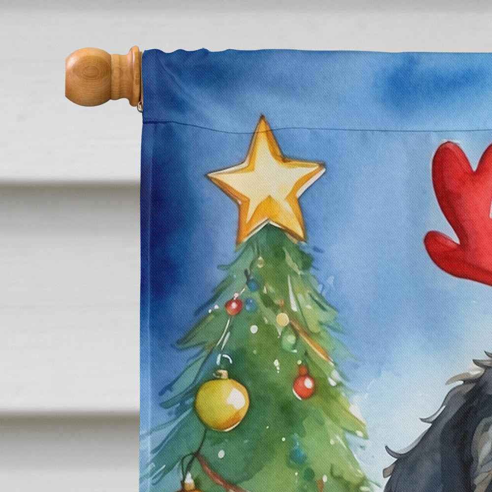 Bernedoodle Christmas Reindeer House Flag