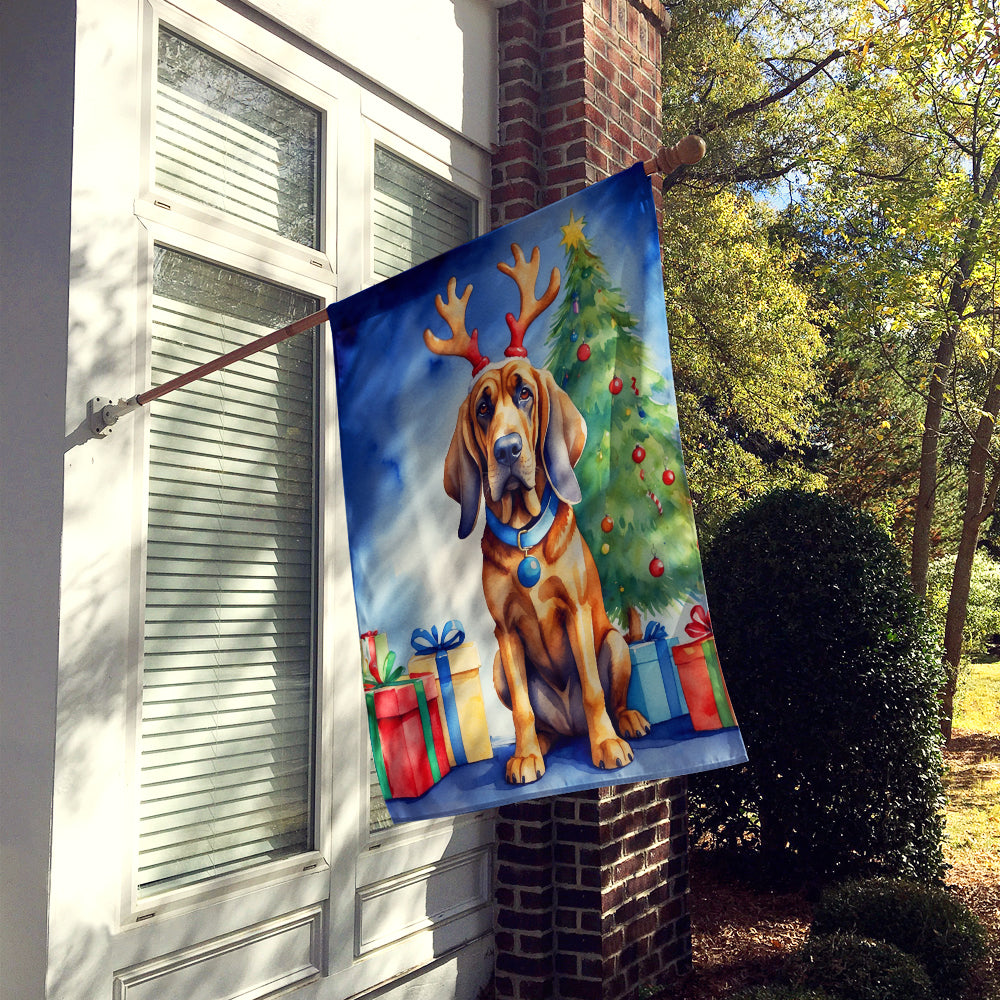 Bloodhound Christmas Reindeer House Flag