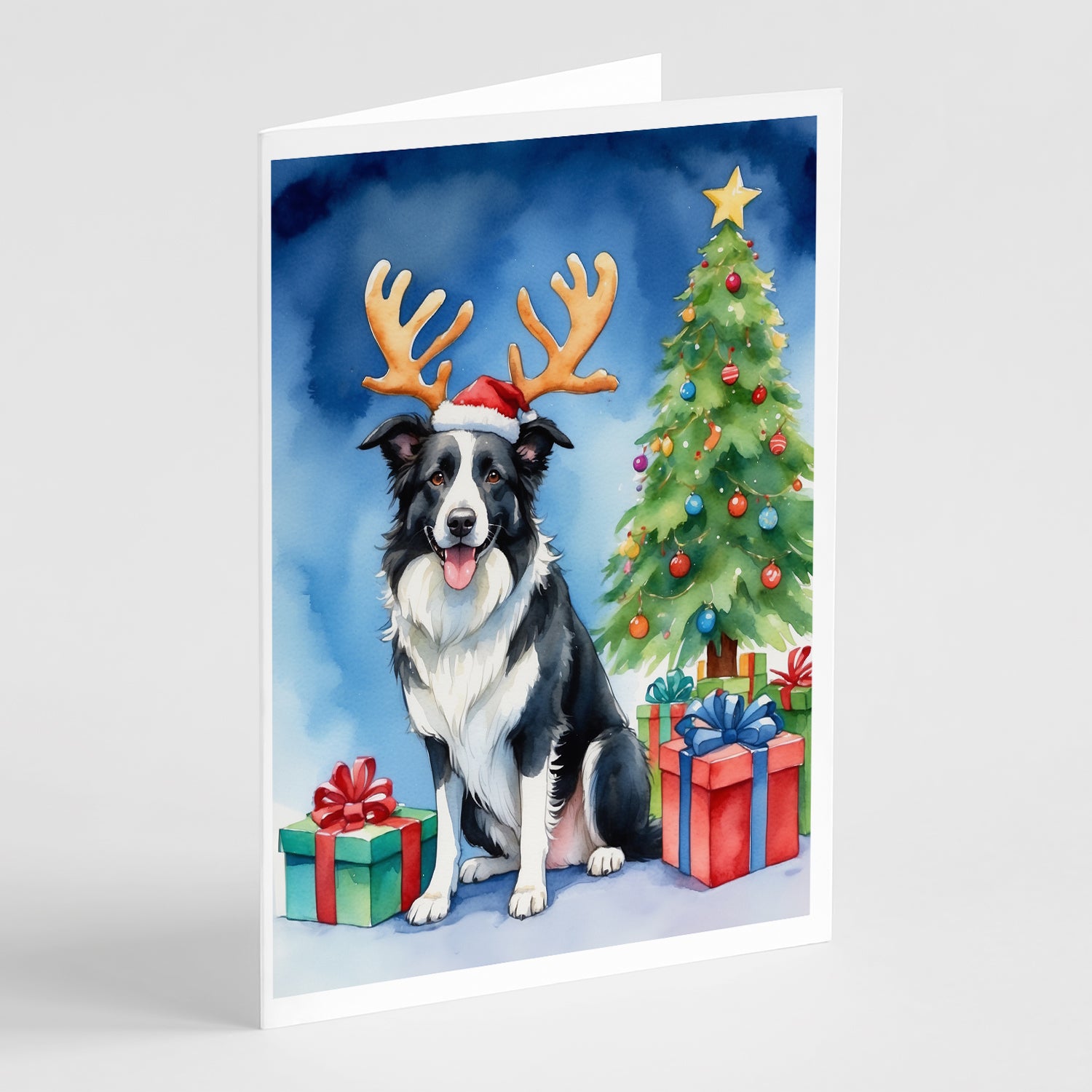 Buy this Border Collie Christmas Reindeer Greeting Cards Pack of 8