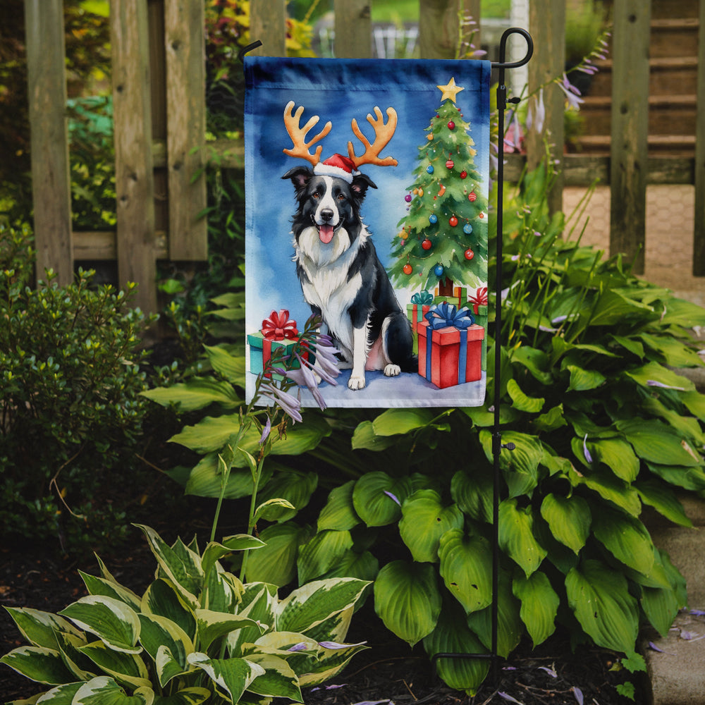 Border Collie Christmas Reindeer Garden Flag