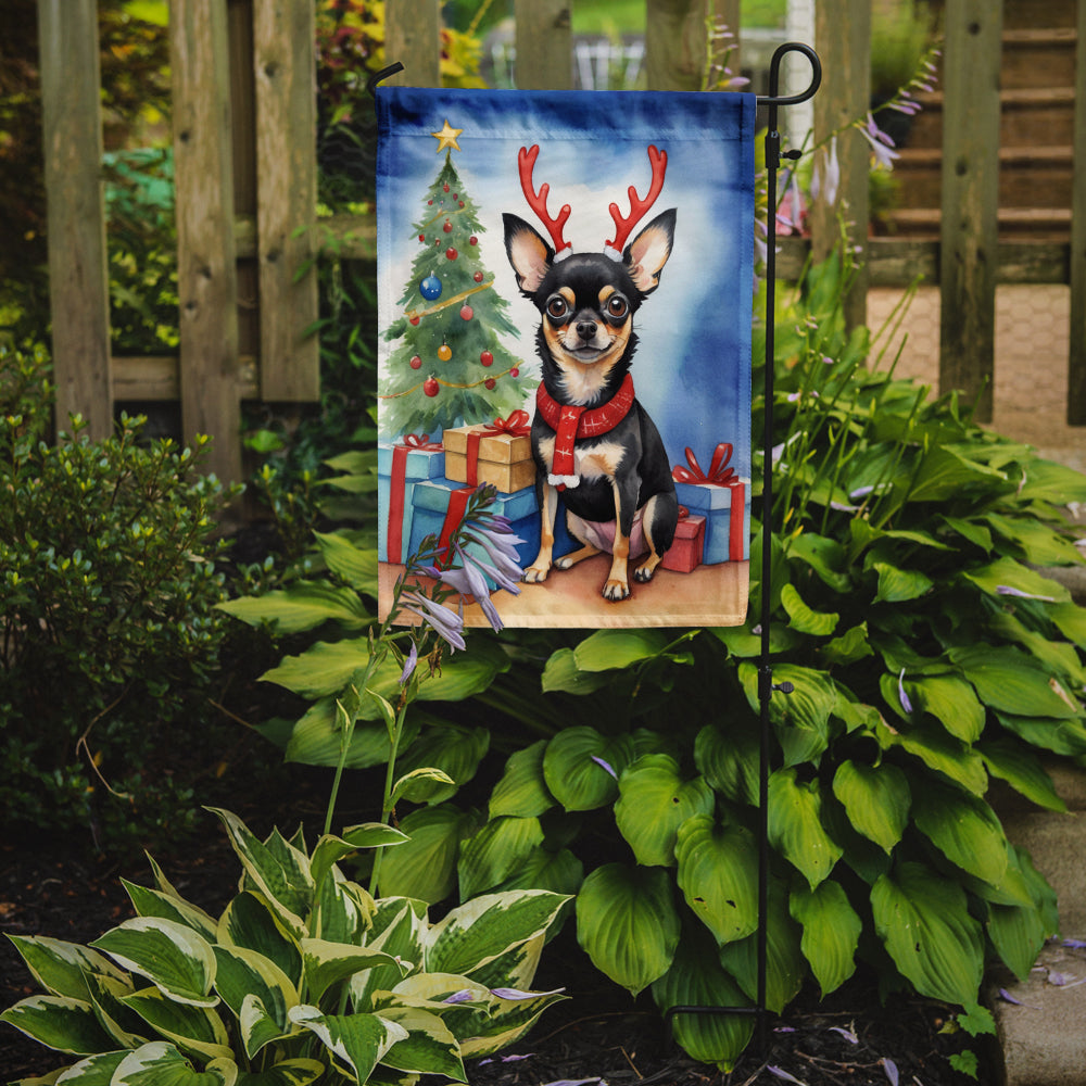 Black and Tan Chihuahua Christmas Reindeer Garden Flag