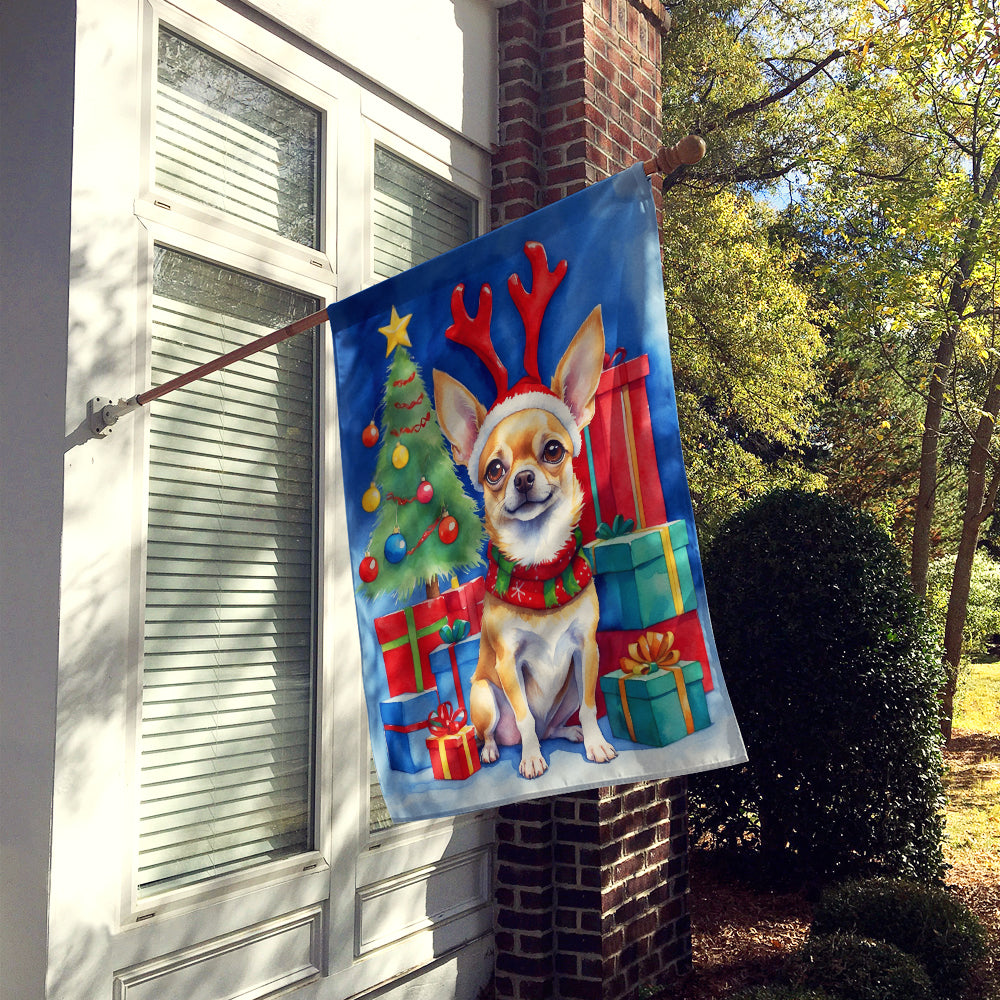 Chihuahua Christmas Reindeer House Flag