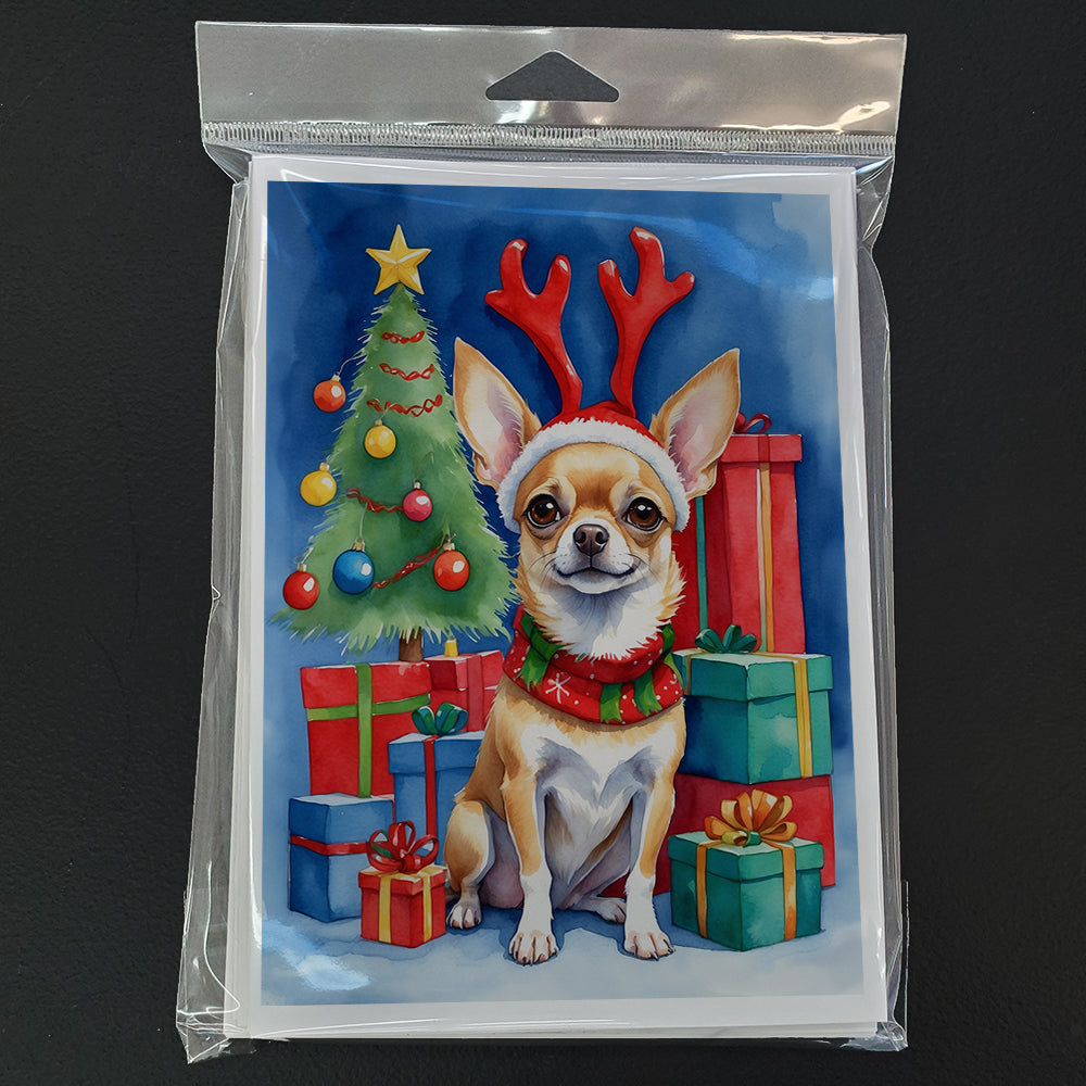 Chihuahua Christmas Reindeer Greeting Cards Pack of 8