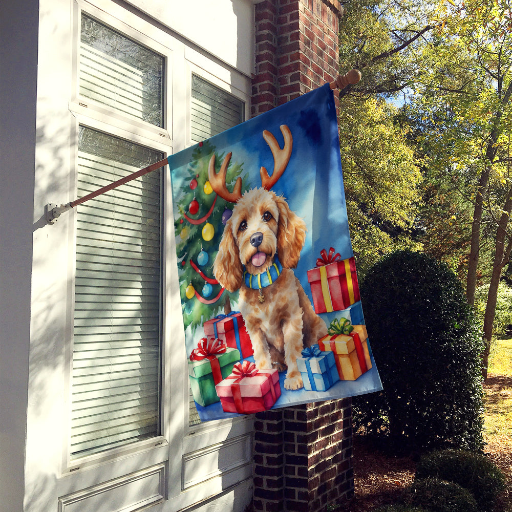 Cockapoo Christmas Reindeer House Flag