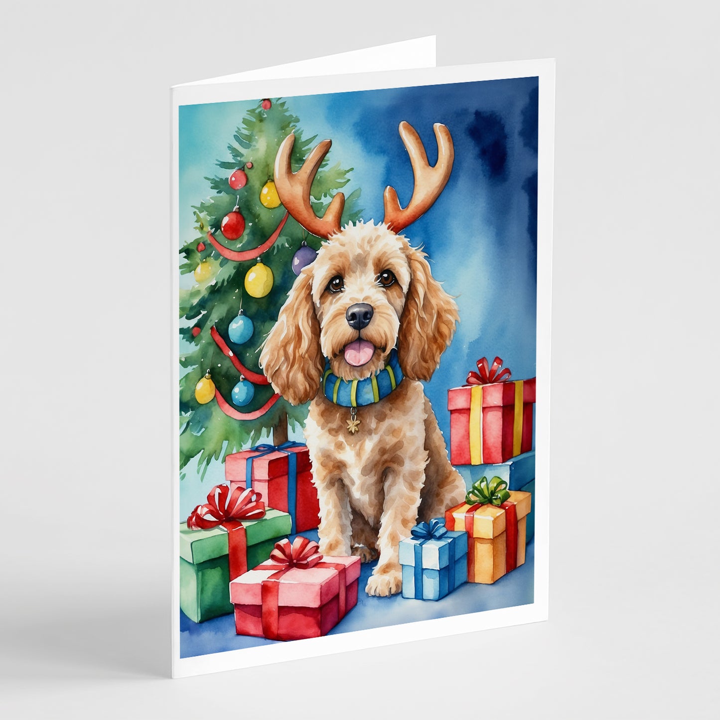 Buy this Cockapoo Christmas Reindeer Greeting Cards Pack of 8