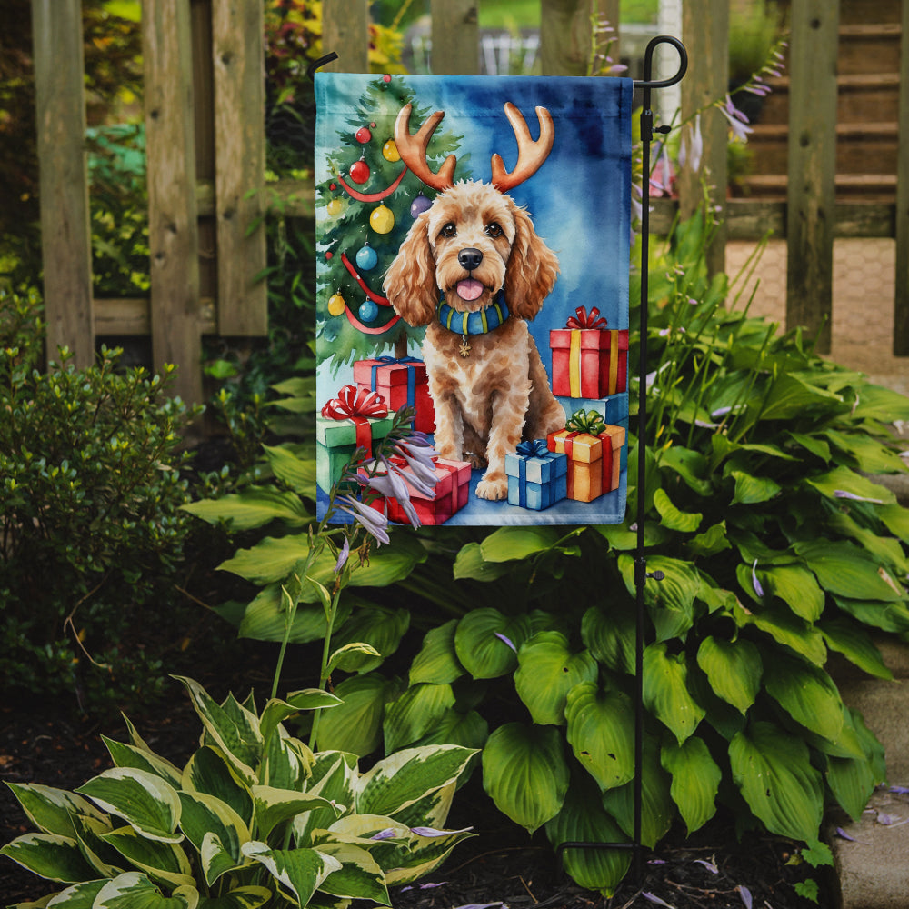 Cockapoo Christmas Reindeer Garden Flag