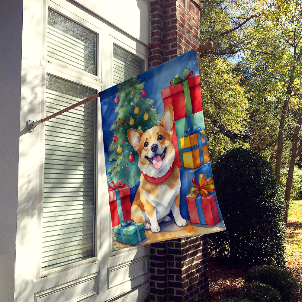 Corgi Christmas Reindeer House Flag